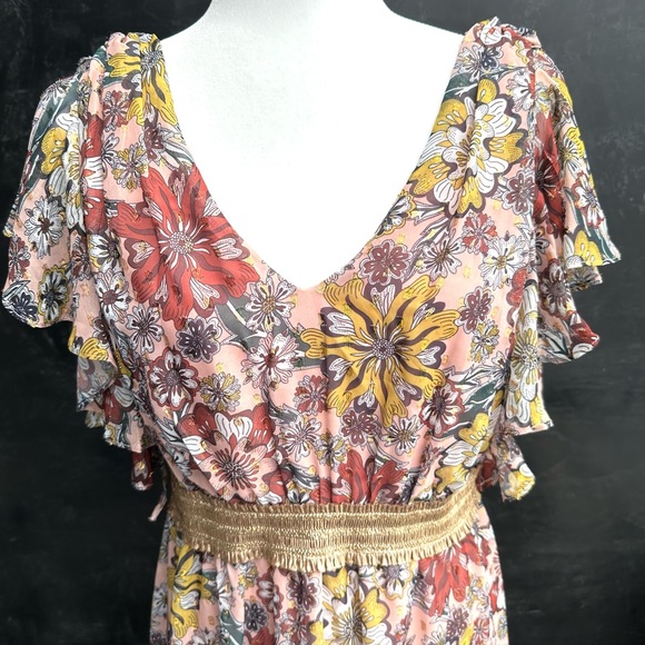 Chiffon floral print, gypsy dress, size 6 - Picture 6 of 7